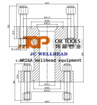5000 Psi Wellhead Cross Over Spool 4 1/16 "-5K R39 X 3 1/8" -5K R35 Flange